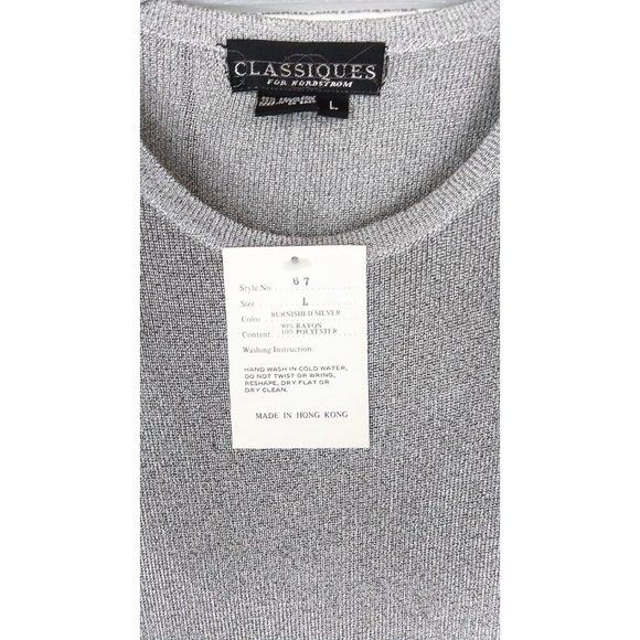 Vintage Classiques silver grey long sleeve slinky pullover ribbed tunic top larg - Picture 3 of 5